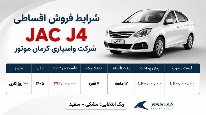 فروش اقساطی JAC J4 کرمان موتور