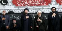 مهدی کروبی در کنار سیدحسن و سیدعلی خمینی در حرم امام +عکس