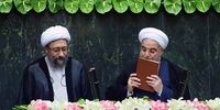 گفتگوی درگوشی برادرزاده و عموی مشهور در مراسم تحلیف روحانی + عکس