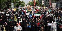 راهپیمایی ضدصهیونیستی مردم تهران/ مادران با کودکان در آغوش به میدان دفاع آمدند+ عکس
