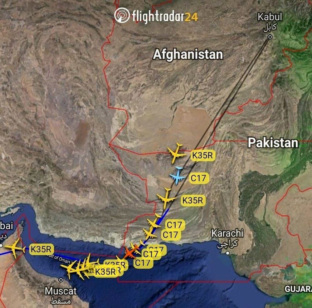 مسیر فرار آخرین نظامیان آمریکایی از افغانستان+عکس