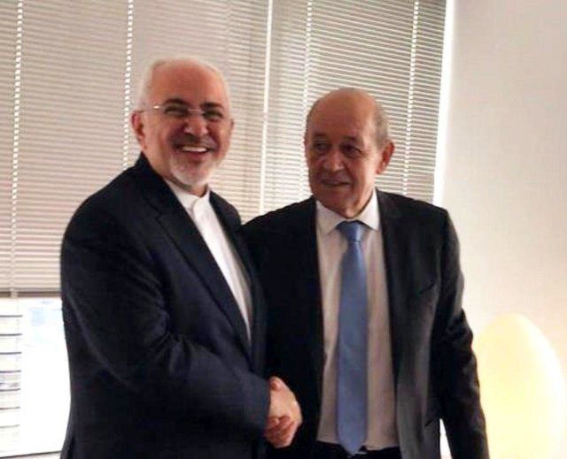 ظریف با وزیر خارجه فرانسه دیدار کرد