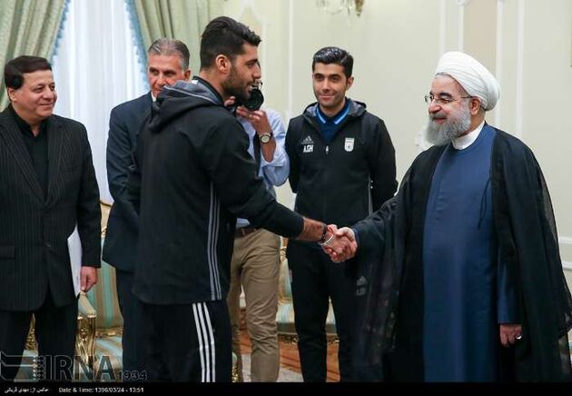 تصاویر دیدار تیم ملی فوتبال ایران با رئیس جمهوری