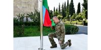 علی‌اف به آرزویش رسید/ اهتزاز پرچم جمهوری آذربایجان در قره‌باغ