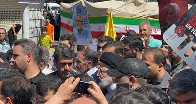  لحظه ورود رئیسی به راهپیمایی روز قدس 
