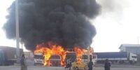 چهار کامیون ترانزیتی در گمرک دوغارون آتش گرفت