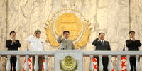 حضور رهبر کره شمالی در رژه نظامی+عکس