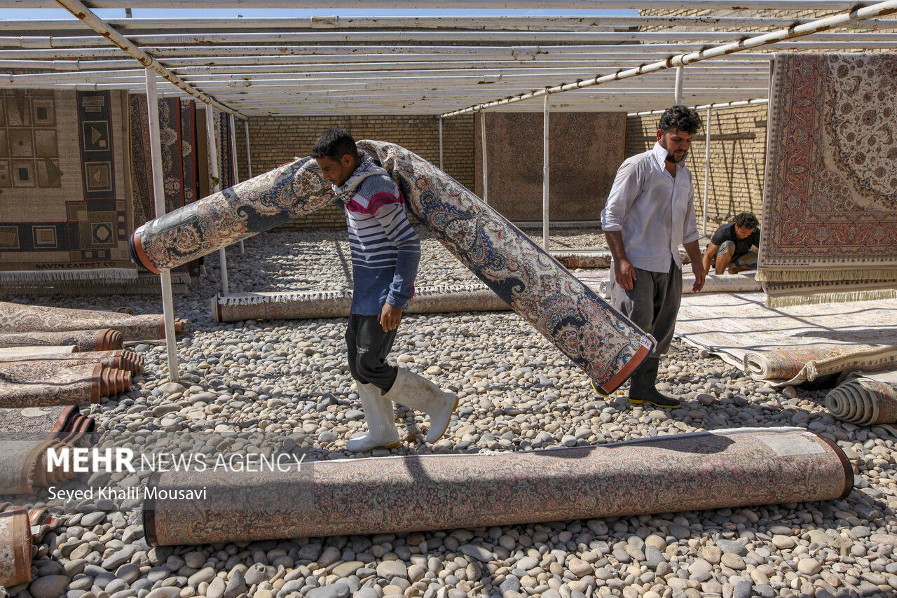 تصاویر| بازار داغ قالیشویی‌ها در آستانه نوروز