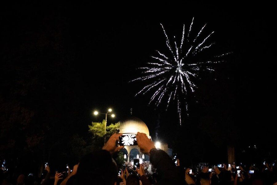 جشن پیروزی؛ مسجدالاقصی در صبح آتش‌بس+ تصاویر
