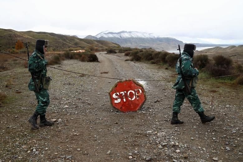 استقرار سربازان ارتش آذربایجان در منطقه جبراییل در نزدیکی مرز ایران+عکس