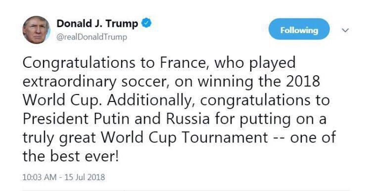 تبریک فوتبالی ترامپ به پوتین